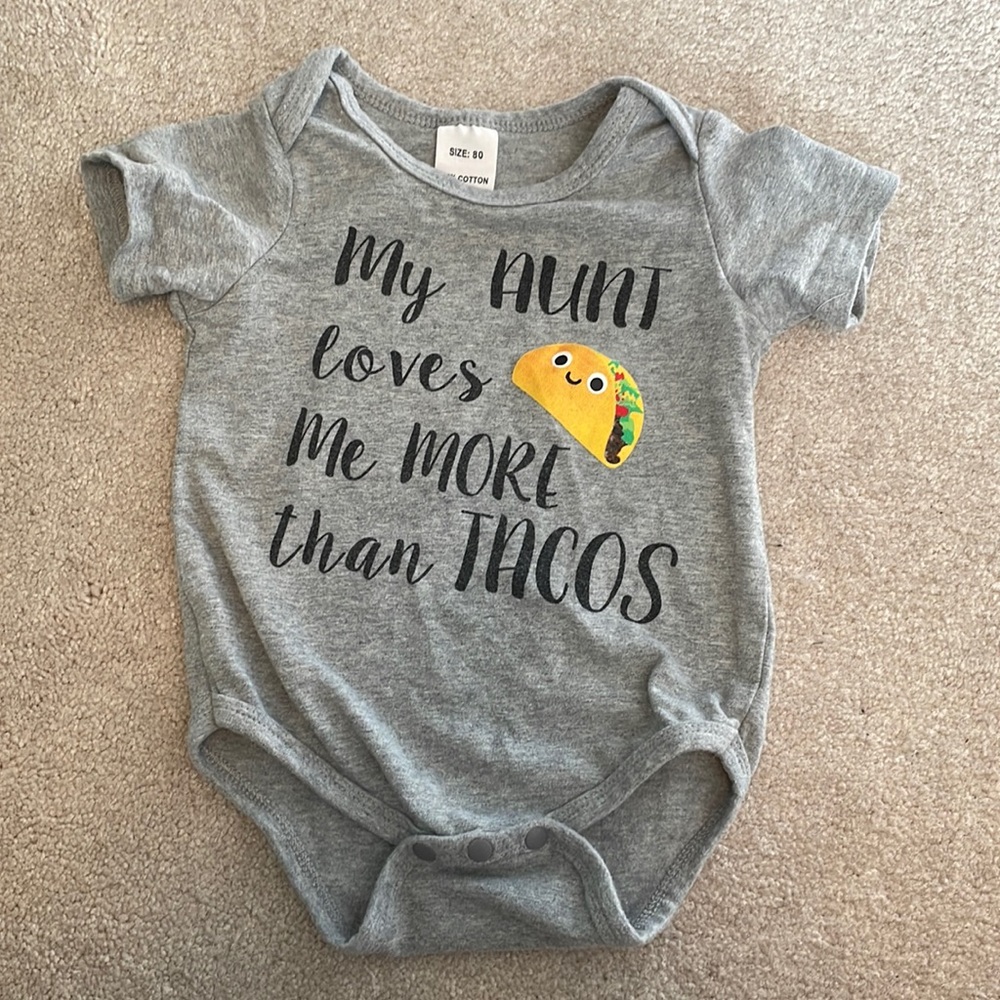 EUC my aunt loves me more than tacos onesie